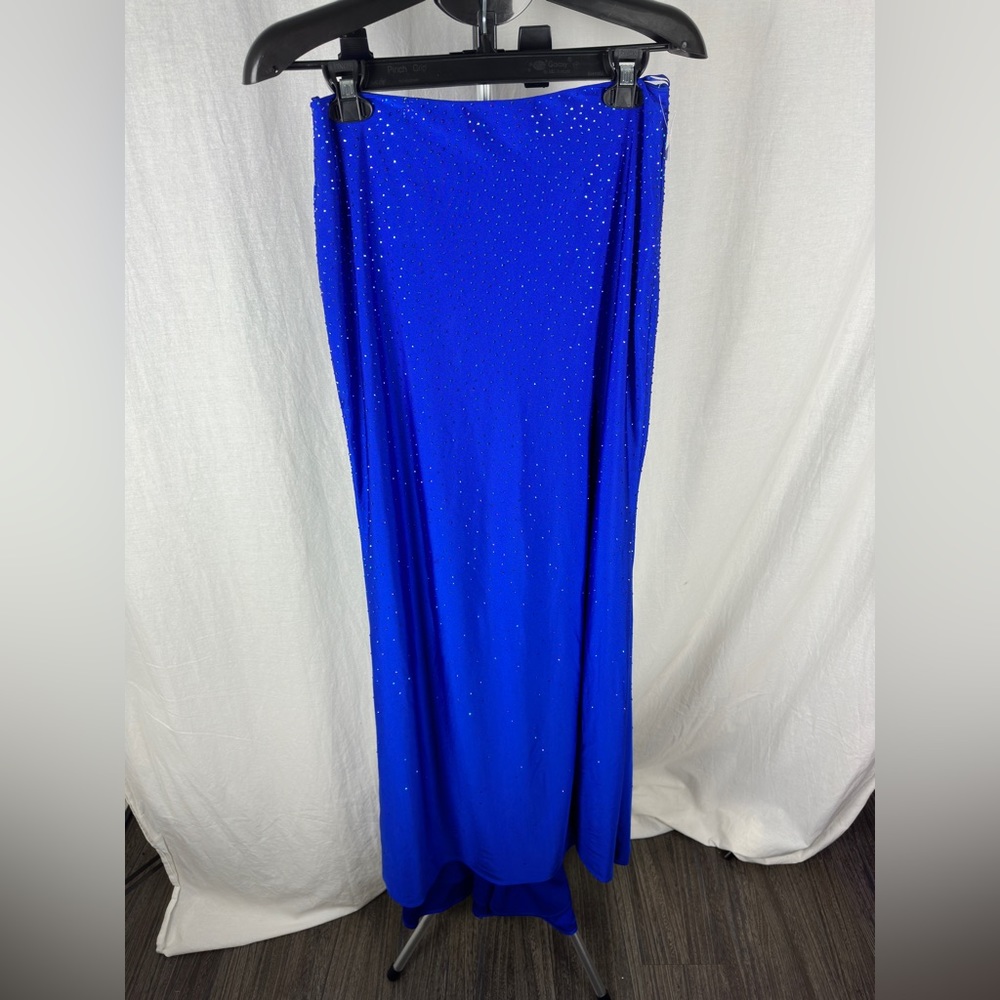 La Femme Royal Blue Rhinestone Jersey Skirt Size 6 NWT - Picture 4 of 13